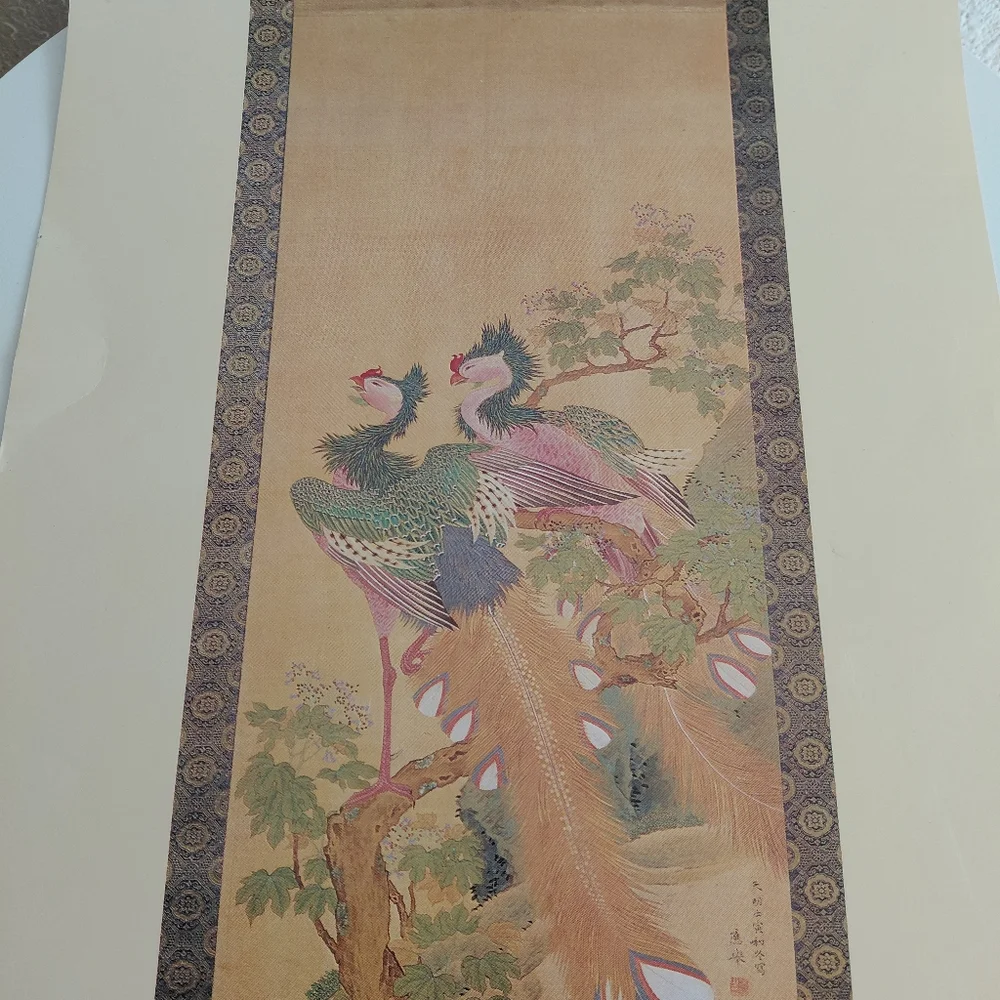 Elegant Bird Wall Art with Gold and Green Accents